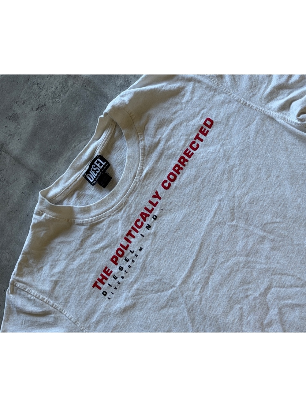 Diesel White Graphic “The Politically Corrected" Tee Size L